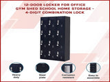 12-Door Locker for Office Gym Shed School Home Storage - 4-Digit Combination Lock V63-839121