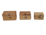3 Pcs Hand Woven Storage Box Stationery Snacks Jewelry Storage Woven Basket with Lid for Home V1294-YM0901-3115250090311