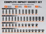 1/4" Drive Impact Socket Set, 55 Piece Deep & Shallow Socket Set SAE 5/32"-9/16" and Metric 4-15mm, V952-CJTTZJ1CRV551UAHSV0
