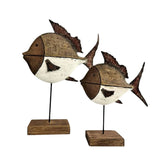Set 2 Handcrafted Fish On Base Assort 28cm, 20cm V637-12805FSH