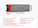 Car Audio Amplifier, 4-Channel Bridgeable Car Amplifier, Multichannel Class D Stereo Amp, Max. 4 x V952-4TDDL4X200WRNVNK2001V9