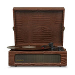 Crosley Voyager Bluetooth Portable Turntable Brown Croc + Bundled Majority D40 Bluetooth Speakers V398-CR8017BMY-BR4