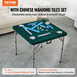 Mahjong Table with Mahjong Tiles Set, Fold-in-Half 4 Player Card Table with 144PCS Majiang Tiles and V952-SDMJZBSZSMJZ336P1V0