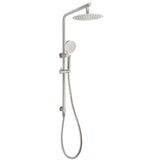 Brushed Nickel Dual Shower Set Sliding Rail Arm 8" Round Head Handheld Silver V1233-S4902BNHR002M4CNKSR108N