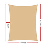 Instahut Waterproof Shade Sail 4x5m Rectangle Sand 95% Shade Cloth SAIL-WP-4X5-E-SAND