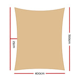 Instahut Shade Sail 4x5m Rectangle 280GSM 98% Sand Shade Cloth SAIL-H-4X5-C-SA