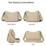 Khaki Lightweight Nylon Crossbody Bag for Women - Multi-Compartment Shoulder Purse with Adjustable V888-ELOSUNG56194-1