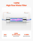 UV Water Purifier, 8W 1GPM, 220V Versatile Ultraviolet Water Purifier Filter with Stainless Steel V952-SJHXTUV8W1GPFDJEJV3