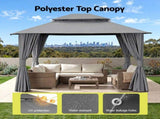 Instahut Gazebo 3x3m Canopy Outdoor Steel Frame Patio Tent Curtains Marquee Grey GAZEBO-IR-MC-3X3-GY