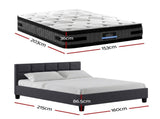 Giselle Mattress & Artiss Queen Bed Frame Bundle, 36cm Double Sided Euro Top Mattress MABF-HOTEL-TINO-Q