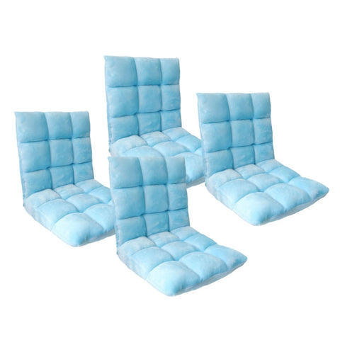 SOGA 4X Floor Recliner Collapsible Lounge Sofa Couch Folding Chair Cushion Light Blue LOUNGECHAIRLIGHTBLUEX4