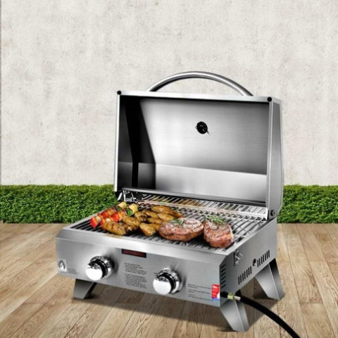 Grillz Portable Gas BBQ Grill 2 Burners PGB-2B-SS