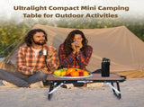 Compact Mini Camping Table, Walnut Wood Folding Side Low Table for Camp, Portable Table for Picnic V1369-AZ3-W-08548