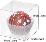 100Pack 3x3x3 Inch Clear Boxes for Hot Chocolate Bomb, Small Gifts, Bakery, Strawberries, Cupcake, V1258-DP02-C-2986