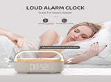 Bluetooth Speaker Alarm Clock with Wireless Charger, LED Night Light, 1800mAh Battery - For Bedroom, V1366-AZ2-W-07526