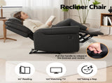 Artiss Leather Manual Recliner Chair with USB Charge Port, Overstuffed Armchair Sofa for Living Room RECLINER-A24-PU-BK-AB