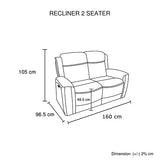 2 Seater Electric Leather/PVC Black Recliner V43-REC-FNX2RBL