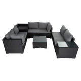 Modular Outdoor Lounge Set-9pcs Sofa, Armchairs and Coffee Table V264-OTF-530S-BLK-OTF-509-BLK