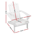 Gardeon Adirondack Outdoor Chairs Wooden Beach Chair Patio Furniture Garden White FF-BEACH-UF-CH-WH