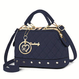 Women'S Handbag Quilted Handbag Studded Handbag Black Handbag Gold Toned - Red - Size 25-13-16 V1347-945-61558-RED-25-13-16