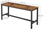 Set of 2 Table Benches Industrial Style Durable Metal Frame 108 x 32.5 x 50 cm Rustic Brown V178-11789