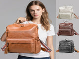 Coffee Fashionable Large-Capacity Women's Backpack - Waterproof, Durable, High-Quality PU Leather V1265-263-COFFEE3