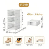 3-Tier Stackable Shoe Storage Box Set, featuring easy-access front-opening waterproof transparent V1106-KDDXZSNH001