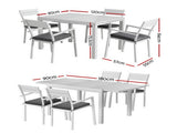 Gardeon Outdoor Dining Set 5 Piece Aluminum Extendable Table Setting White FF-DINING-5CLS-WH-ABC