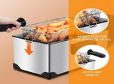 Electric Deep Fryer with Basket, 3.2QT Stainless Steel Countertop
1500W Heating with Adjustable V1107-CS-ZAILXA34