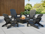 Gardeon Outdoor Chairs Folding Adirondack Beach Chair HDPE Sun Lounge Patio Furniture Garden Black FF-BEACH-HEFD-BK