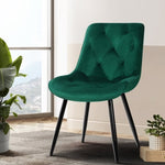 Artiss Dining Chairs Set of 2 Velvet Diamond Tufted Green UPHO-C-DIN-5218-VEL-GRX2