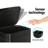 Devanti 70L Motion Sensor Bin Pedal Bins Automatic Black SB-70L-S20-BK