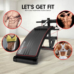 Powertrain Incline Sit-Up Bench with Resistance Bands and Rowing Bar WBD-103