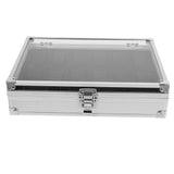 Durable Aluminum Watch Holder, White, 12 Grids, Transparent Display Top V1366-AZ2-W-17389