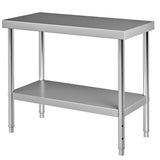 Stainless Steel Prep Table, 122 x 46 x 86 cm, 250kg Load Capacity Heavy Duty Metal Worktable with V952-J48X18X34INCH1I8LV0