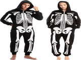 Unisex Skeleton Onesie Pajamas Plush Skeleton Jumpsuit Zipper Halloween Hoodie Pajamas for Adults V1188-SUU68-01310-2