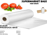6 Produce Rolls Bags Heavy Duty Food Grade Freezer Supermarket Bag Gusset V563-PRODUCEBAGS-6ROLLS