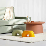 Green Minimalist Round Shape Footstool - Durable Anti-slip Rainbow Stool for Home, Creative Design V888-ELOSUNG17766