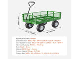900 Lbs Steel Garden Cart on Wheels, Heavy Duty Pullable Garden Wagon Yard Cart, Outdoor Metal V952-ZXHYTCLS900BG0TN3V0