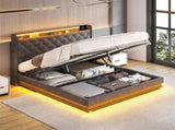 Levede Queen Bed Frame Gas Lift LED Light BF1065-Q