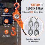 VEVOR Manual Lever Chain Hoist, 3/4 Ton 1650 lbs Capacity 10 FT Come Along, G80 Galvanized Carbon V952-CGSBHL34T10FT5KRRV0