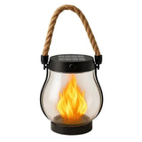 Solar and USB Rechargeable LED Flame Lantern with Rope Handle, 1500 mAh Battery and IP65 Waterproof V1189-LC-KF-00018