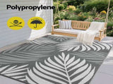 Gardeon Outdoor Rugs 152x244cm Large Carpet Reversible Area Mat PP Dual-Sided Patio Rug Leaf OR-5X8FT-LEAF-GY