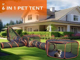 6 in1 Outdoor Pet Cat Playpen Folding Pop Up Mesh Play Tent Tunnel House Enclosures V985-6IN1PETTENT