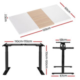 Artiss Standing Desk Motorised Electric Dual Motor 120CM HASD-268-BKDF-NWDB-120
