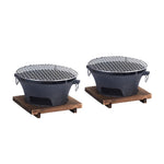 SOGA 2X Medium Cast Iron Round Stove Charcoal Table Net Grill Japanese Style BBQ Picnic Camping with ZPAI056MEDX2