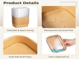 100PCS Disposable Meal Prep Containers, 17oz Thick Kraft Paper Lunch Boxes with Forks & Clear Lids, V1192-AZ-W-18229