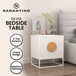 Sarantino Silvia Bedside Table with 2 Drawers - White CBT-91S-7YQ-WH