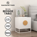 Sarantino Silvia Bedside Table with 2 Drawers - White CBT-91S-7YQ-WH