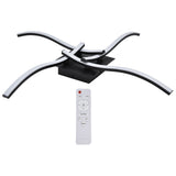 LED Ceiling Light Wavy Shape 3 Color Dimming Wrought Iron Ceiling Fixture with Remote Control Black V1294-YM0715-3119210249411